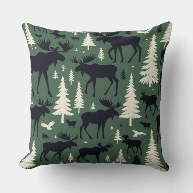 Moose en pijnbomen kussen (Voorkant)