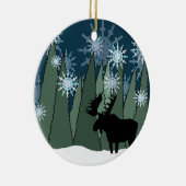 Moose en Snowflake Forest Keramisch Ornament (Rechts)
