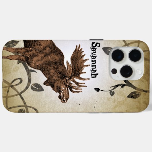 Moose Faded Damask Burnt Vines iPhone Case (Achterkant (horizontaal))