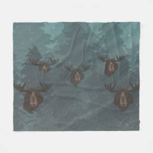 Moose Fleece Blanket Deken