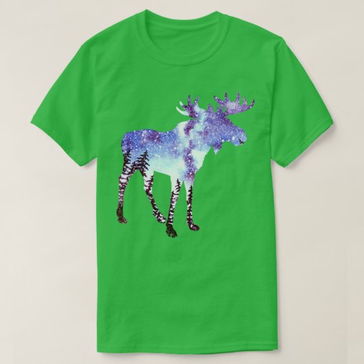 Moose Forest Night Sky T-shirt (Design voorkant)
