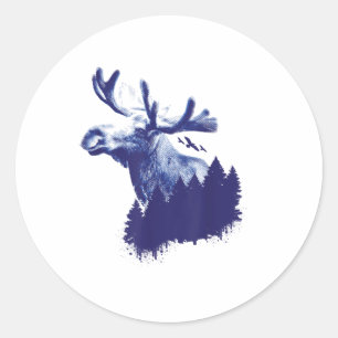 Moose Forest Trees Milieubescherming _2 Ronde Sticker