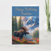 Moose Happy Birthday Brother Kaart (Voorkant)