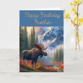 Moose Happy Birthday Brother Kaart (Gele Bloem)