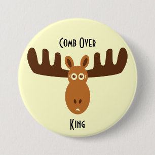 Moose Head_Comb Over King Ronde Button 7,6 Cm