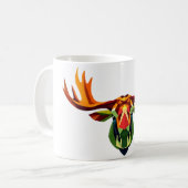 Moose Head Geometrische kunst Wit T-shirt Koffiemok (Voorkant links)