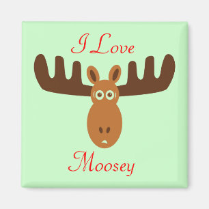 Moose Head_I Love Moosey 2_on green Magneet
