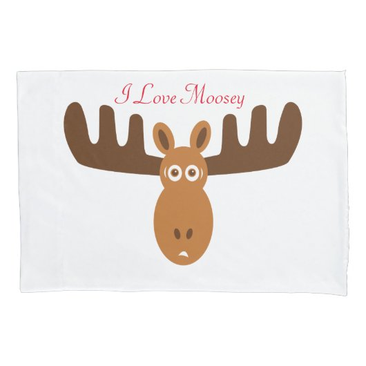 Moose Head_I Love Moosey_whimsical & humoriss Kussensloop (Voorkant)