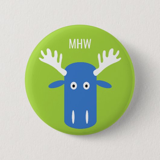 Moose Head Pop Art aangepaste monogram knop Ronde Button 5,7 Cm (Voorkant)