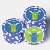 Moose Head Pop Art aangepaste monogram poker chips (Opstapeling)