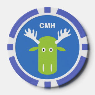 Moose Head Pop Art aangepaste monogram poker chips