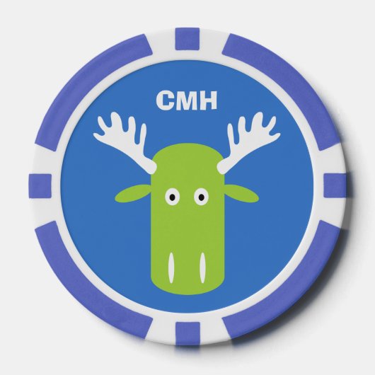 Moose Head Pop Art aangepaste monogram poker chips (Voorkant)