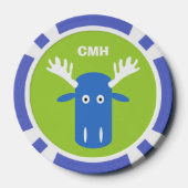 Moose Head Pop Art aangepaste monogram poker chips (Achterkant)