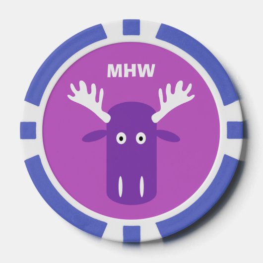 Moose Head Pop Art aangepaste monogram poker chips (Voorkant)
