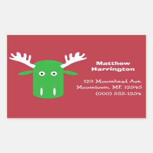 Moose Head Pop Art aangepaste tekststickers Rechthoekige Sticker