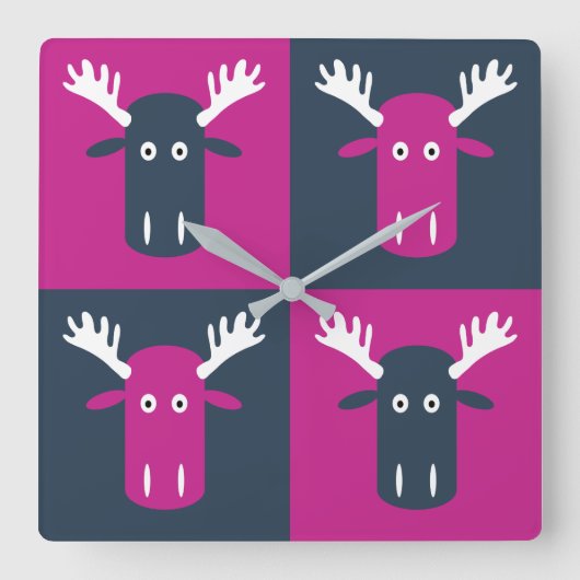 Moose Head Pop Art Wall klok (Voorkant)