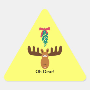 Moose Head_Road Sign_Mistletoe_Oh Beste! Driehoek Sticker