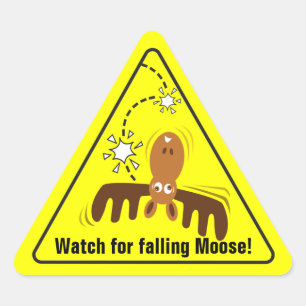 Moose Head_Road Sign_Watch voor vallende Moose! Driehoek Sticker