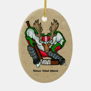 Moose Hockey Keramisch Ornament