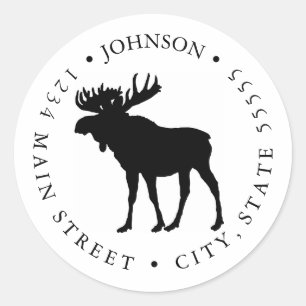 Moose Illustratie Retourlabel Ronde Sticker