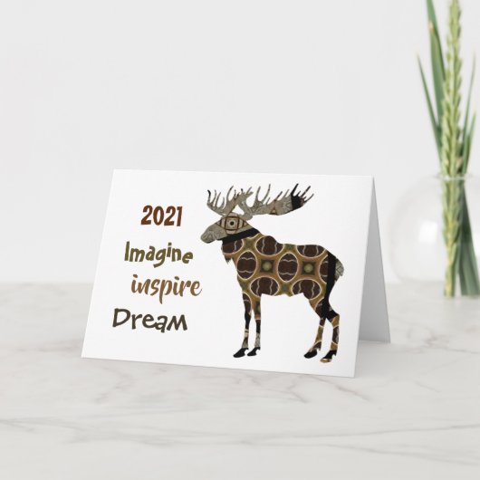Moose Imagine Inspire Dream Fold Carte Vacances (Devant)