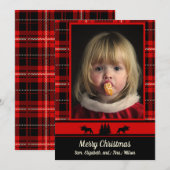 Moose in de Bossen Red Plaid Foto Kerstmis Aankondiging (Voorkant / Achterkant)