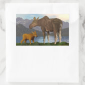 Moose in de Meadow Rechthoekige Sticker (Tas)