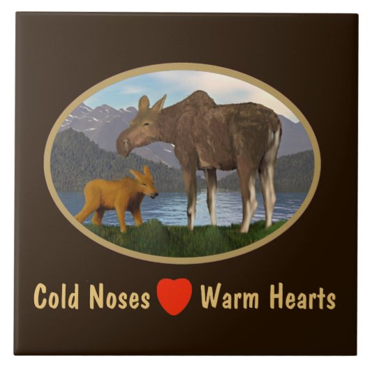 Moose in de Meadow Tegeltje (Voorkant)