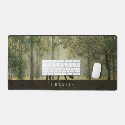 Moose in Forest Illustration Personalized Bureaumat (Keyboard & Muis)