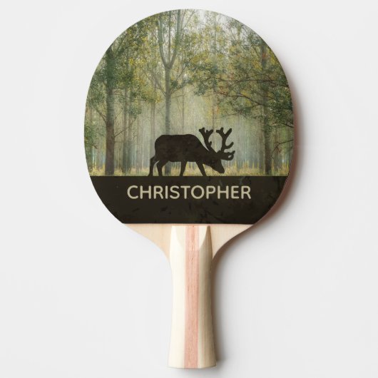 Moose in Forest Illustration Personalized Tafeltennisbatje (Voorkant)