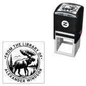 Moose in Forest Landscape Library Boeknaam #2 Zelfinktende Stempel (In situ)