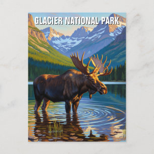 Moose in Glacier National Park Reizen Briefkaart
