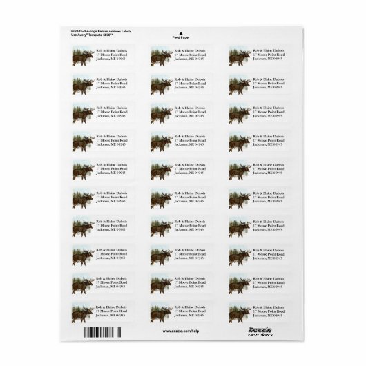 Moose in het Sneeuw  Forest Vakantie Etiket (Full Sheet)