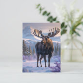 Moose in het sneeuwbos briefkaart (Staand voorkant)