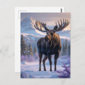 Moose in het sneeuwbos briefkaart (Voorkant / Achterkant)