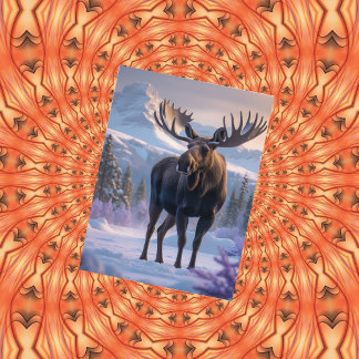 Moose in het sneeuwbos briefkaart