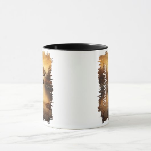 Moose in Misty Lake Reflectie Mok (Midden)