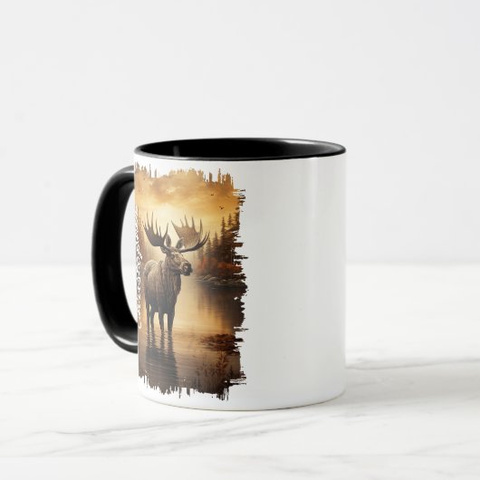 Moose in Misty Lake Reflectie Mok (Voorkant links)