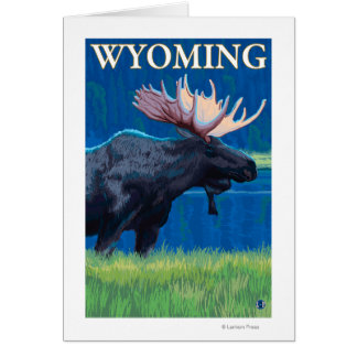 Moose in NightWyomingVintage Travel Poster