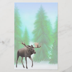 Moose in Pine Forest Stationery Briefpapier