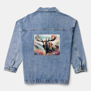 Moose in Wildflower waterverf Denim Jacket