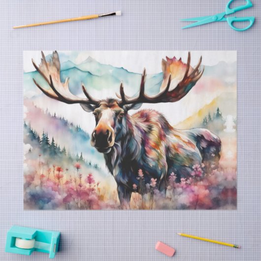 Moose in Wildflower waterverf Tissuepapier (Craft)
