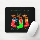 Moose In Xmas Socks Funny Holiday Ugly Sweater Chr Muismat (Met muis)
