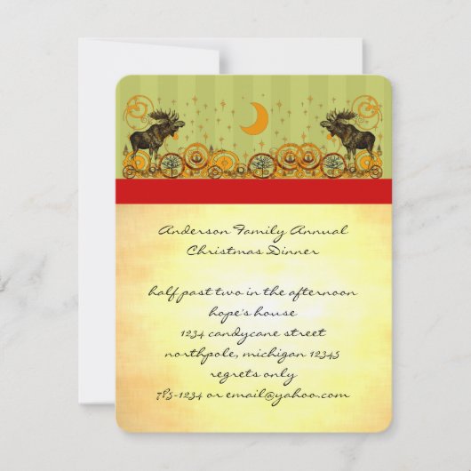Moose kerst diner Uitnodiging & Partij Uitnodiging (Voorkant)