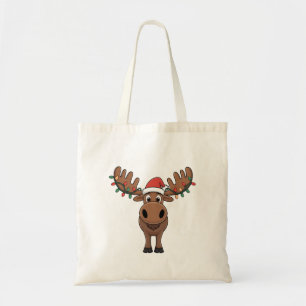Moose Kerstboom Lights Funny Xmas Moose Lover Tote Bag