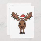 Moose Kerstboom Lights Funny Xmas Moose Lover Uitnodiging Briefkaart (Voorkant / Achterkant)