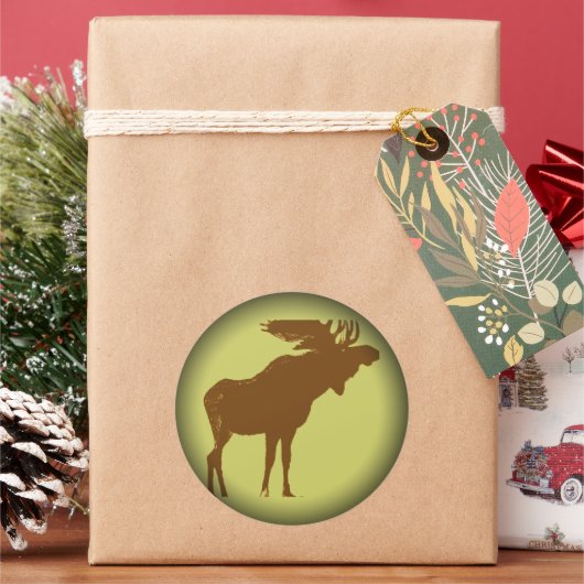 Moose Kerstmis Ronde Sticker (Feestdagen)