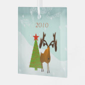 Moose kerstversiering glas ornament (Voorkant links)