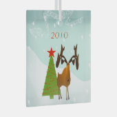Moose kerstversiering glas ornament (Voorkant Rechts)