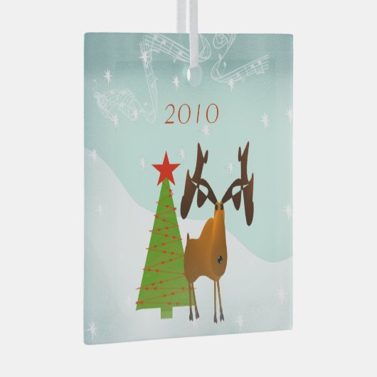 Moose kerstversiering glas ornament (Voorkant Rechts)